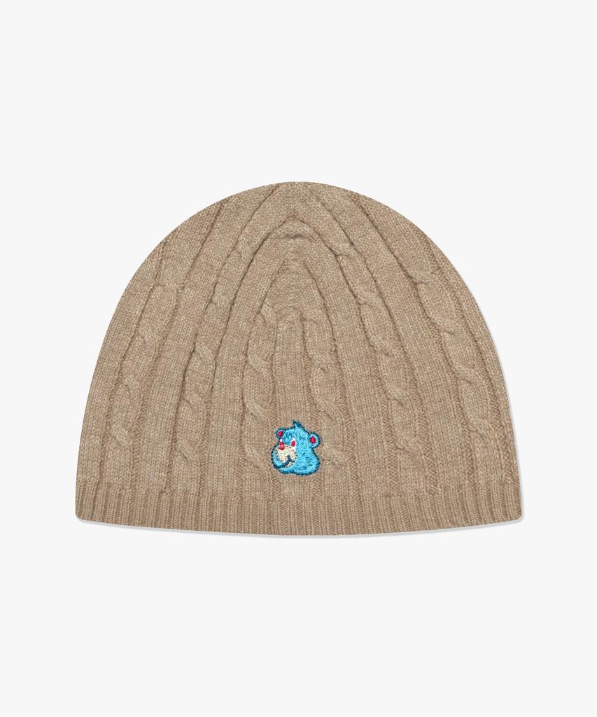 LMC Emb Bear Cable Knit Beanie Beige