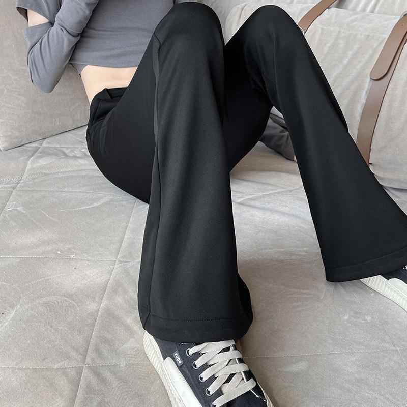 Micro Flared Pants Children's Spring and Autumn New Casual High Waist Straight Skinny Black Suit Horseshoe Pants