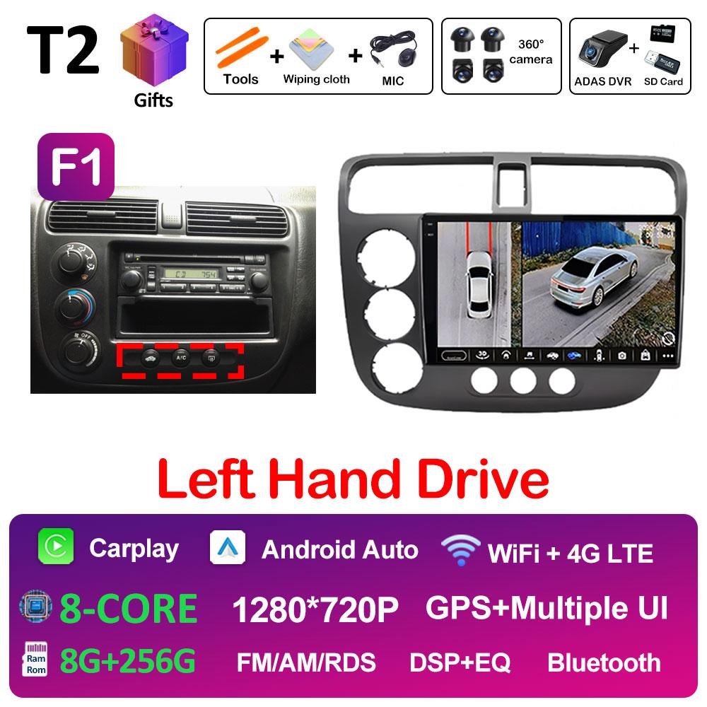 DSP Stereo GPS Navigation For Honda Civic 2000 2001 2002 2003 2004 2005 2006 Multimedia Player Android 14 Touch Screen Head Unit
