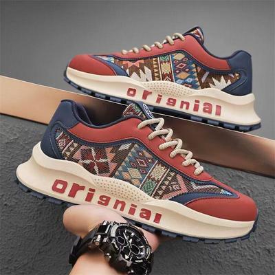 Men's Shoes Spring New Low-top with Printed Mesh Cloth Dad Casual Comfortable Sports Forrest Gump Shoes Breathable