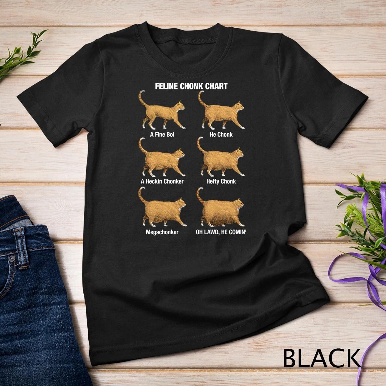 Funny Feline Chonk Chart, Funny Chonk Cat Meme Unisex T-shirt S