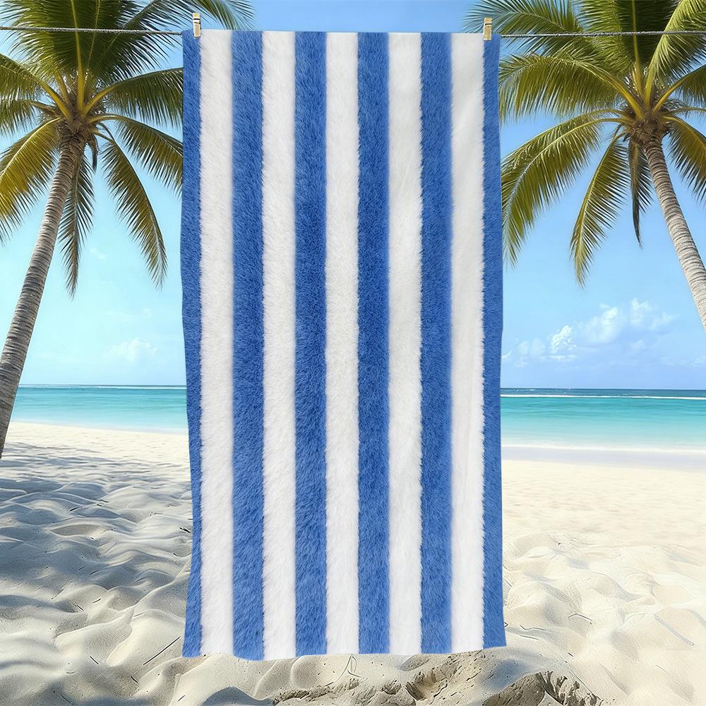 Populaire gestreepte bedrukte strandlaken Sneldrogend Zandvrij Volwassen Zwem Bad Handdoek Microvezel Handdoek