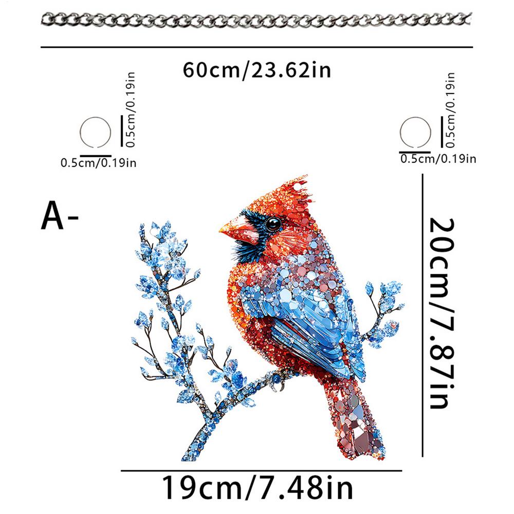 Pingente de Beija-Flor Colorido Acrílico 2D Enfeites de Janela Pássaros Sinos de Vento de Jardim Peça Central de Vento para Casa Estúdio