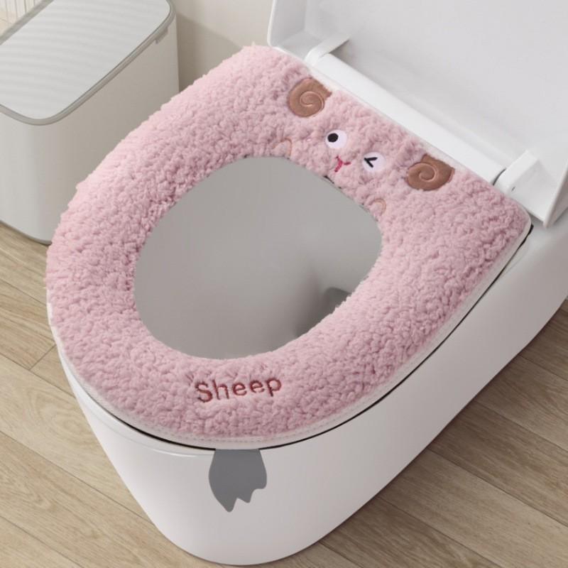 Washable Waterproof Toilet Seat Cover With Zipper Thick Winter Padding Universal Fit Home Bathroom