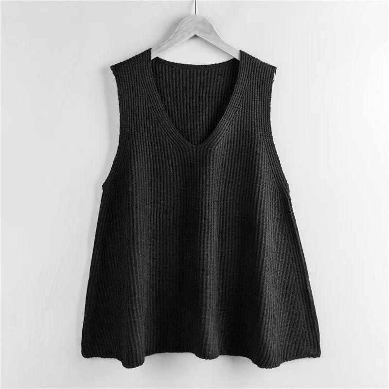 Женский свободный вязаный жилет-пуловер – осенне-зимний жилет-свитер в корейском стиле для многослойности 5XL 80 kg