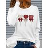 Plus Size, Elegant Women's Plus Size Round Neck, Long Sleeve Heart Lollipop Design