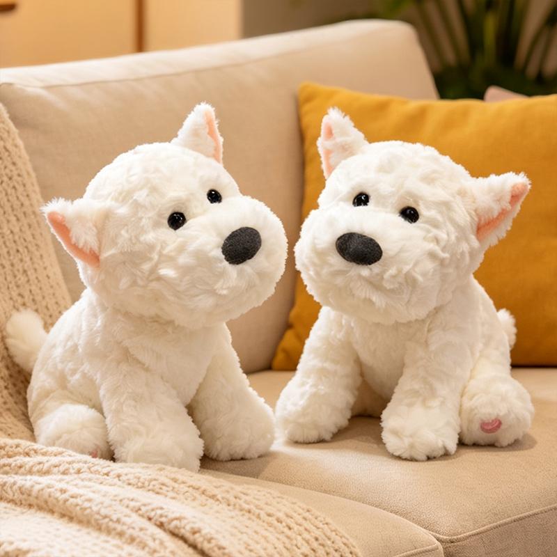 20cm Cane West Highland Bianco Terrier Peluche Morbido Cucciolo Giocattolo di Peluche Riempito Animale Realistico Bambola Rassicurante