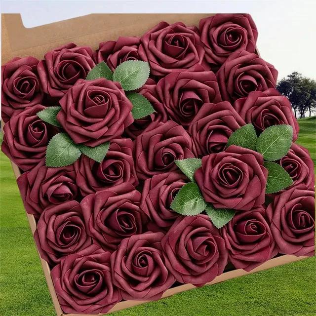 25pcs Artificial Flowers Fake Flowers Roses W/stem For DIY Wedding Bouquets Centerpieces Arrangements Party Home Decorations