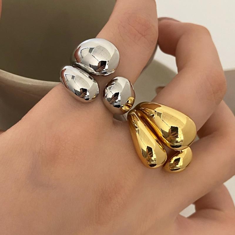 Color Asymmetric Water Droplets Rings For Women Simple Fashion Open Golden Ring Korean Design Jewelry