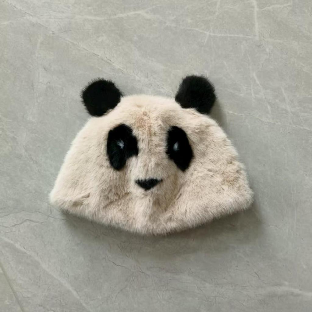 Panda Earflap Hat - Fluffy, Warm, Windproof Faux Mink Fur for Autumn/Winter