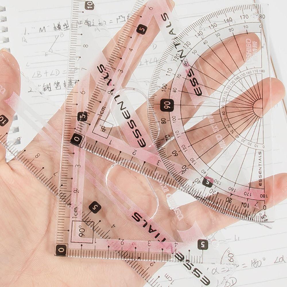 9PCS/Set Propelling Pencil Stationery Ruler Set Plastic Protractor Drawing Tool  Students
