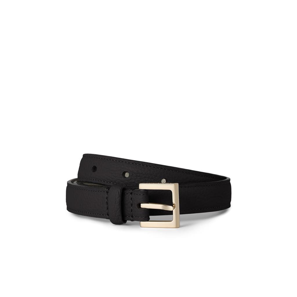 BONAVENTURA Square Buckle Belt X White Leather X Nobile Women's (70cm) [Black (Shrunken Leather)] BBLTN201-BKWH-70
