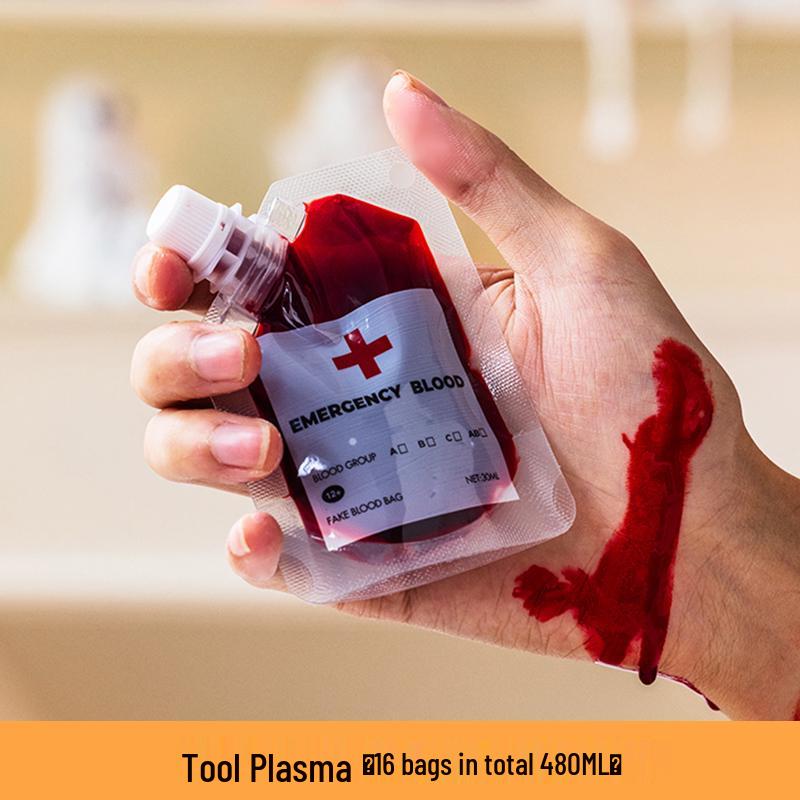 

Halloween Fake Blood Plasma Bag for Prank Props - Washable Party Makeup for Kids