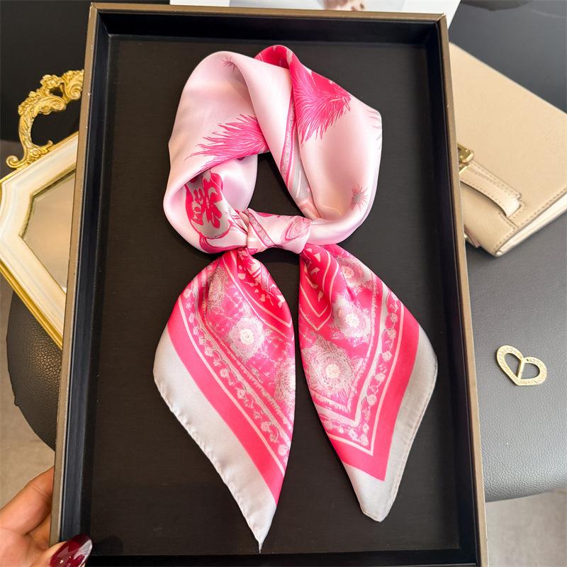 

Luxury Print Satin Silk Square Scarf for Women Horse Design Shawl Hijab Neckerchief Female Hair Ribbon Headband Wrap Bandana 70x70 cm