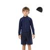 [KOUKOUCOCO] Unisex School Swimsuit with Inner Shorts and Zippered Long Sleeve Rash Guard, ZC80571 (JP, Height, 120cm, Navy A)