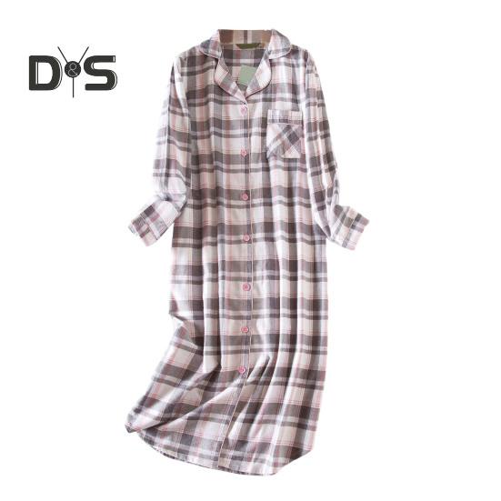 

Женская ночная рубашка с принтом в виде сердца в клетку, отложным воротником, однобортная, длиной до колена, с нагрудным карманом, свободная ночная рубашка, осенняя домашняя одежда, весенняя одежда для сна XXL белый/серый