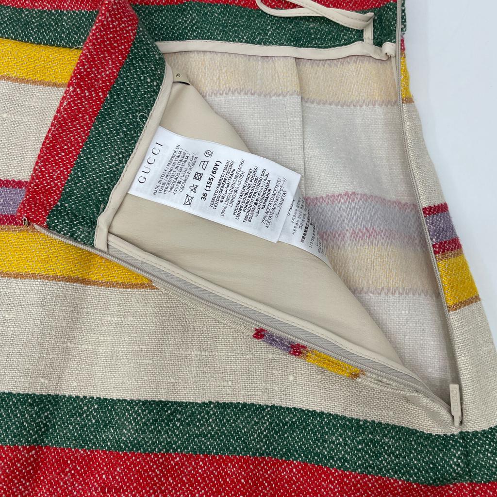 Gucci 739409 Multicolor Striped Linen Skirt Skirt 36 multicolorUsed