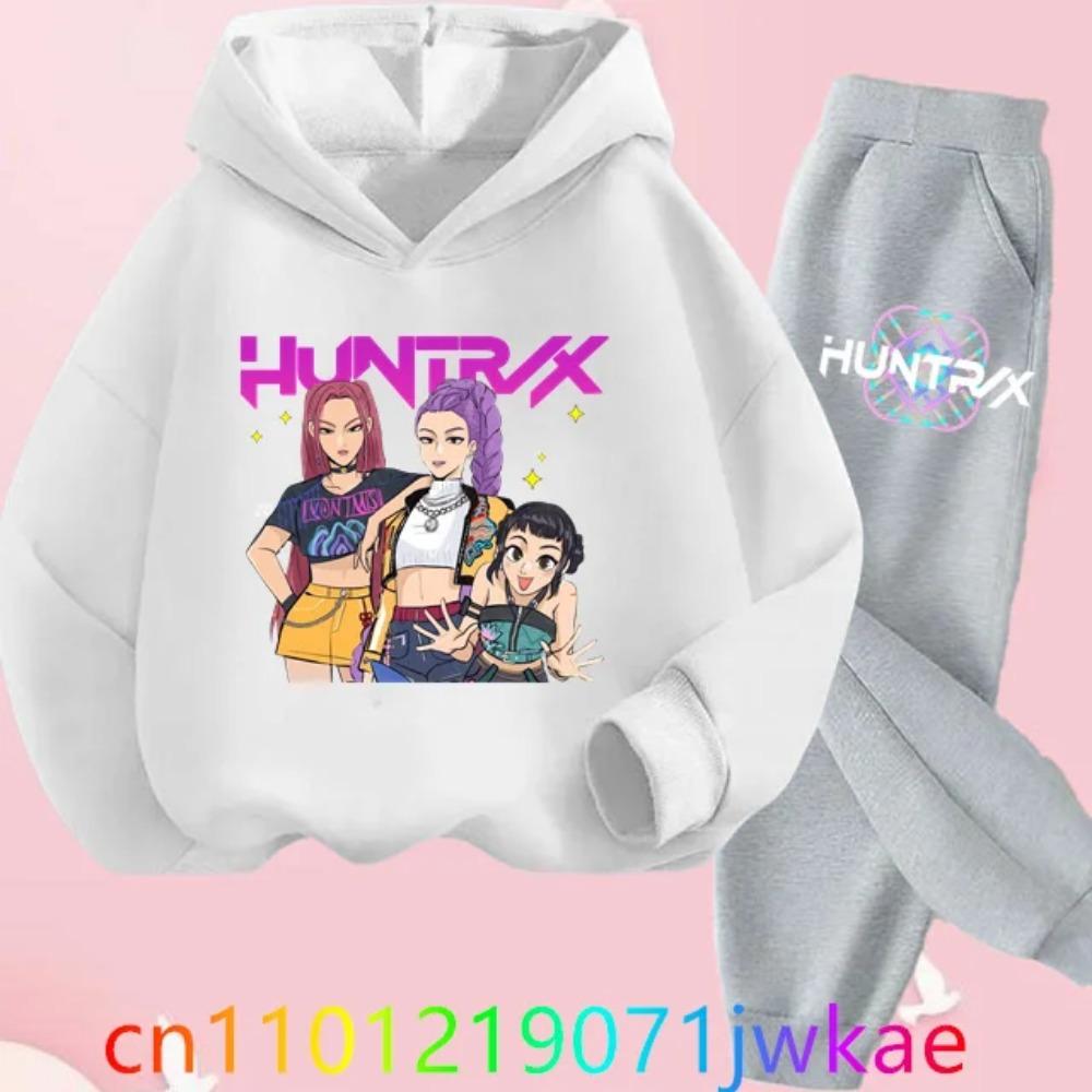 Movie New Kid K-Pop Demon Hunters Hooded Suit Toddler Girl Clothes KPop Demon Hunters Hoodie Set Girls Fashion Casual Sweatshirt