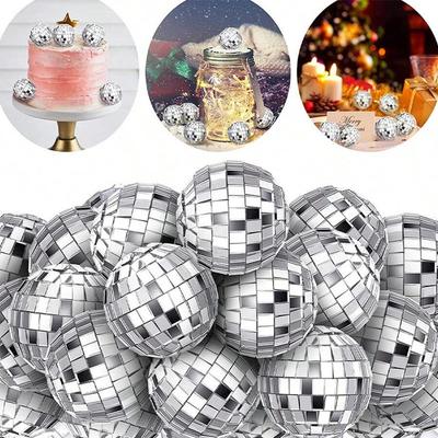 10pcs Christmas Mini Mirror Disco Ball Stage Light Reflective Rotating Bright Silver Glass Ball Wedding Party Cake Home Decor