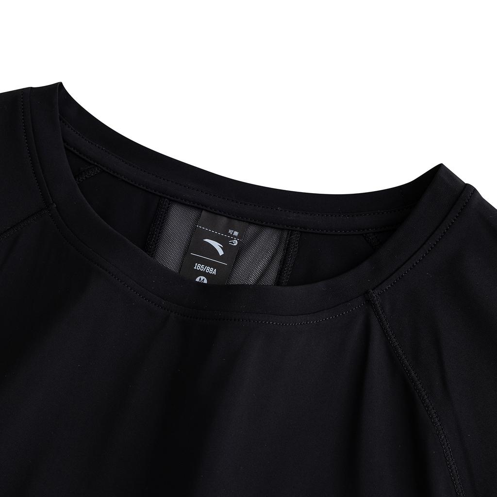 Anta Short Sleeve Knitted Sports T-Shirt Women tops Black 962627111-5