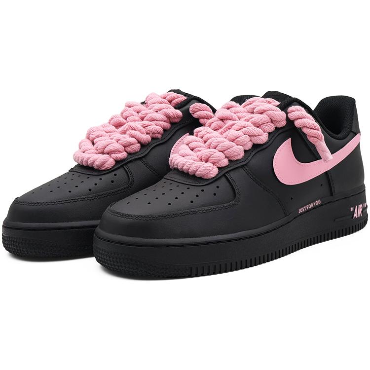 Nike Air Force 1 Slip Resistant Abrasion Resistant Low top Skateboard Shoes Unisex Black Pink CW2288-001(Team91- )