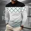 Spring Autumn New Style Striped Simple Men's 3D Print Long-Sleeved Round-neck T-Shirt -Casual Outdoor Sports Quick-Drying Jacket
