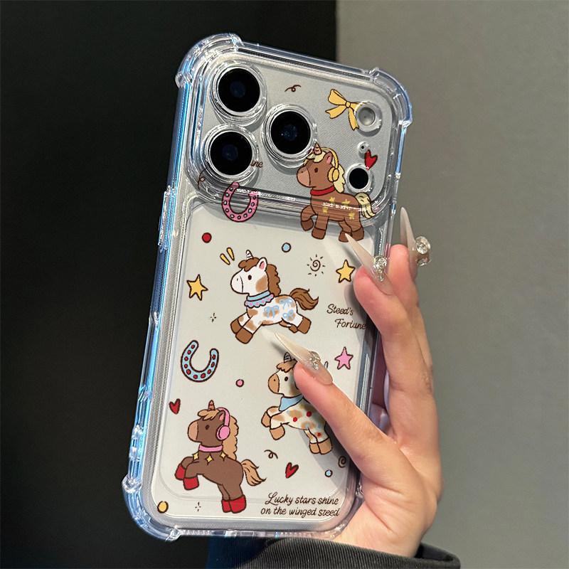 Earphone Pony Is Suitable for Apple 17 Mobile Phone Case Iphone16promax Cartoon 15plus14 All-inclusive Cartoon Case.