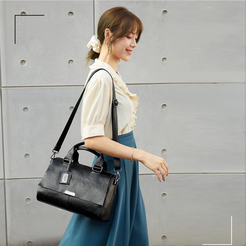 Luksusowa damska skórzana torba na ramię w stylu retro, duża pojemność, damska torba typu crossbody w jednolitym kolorze