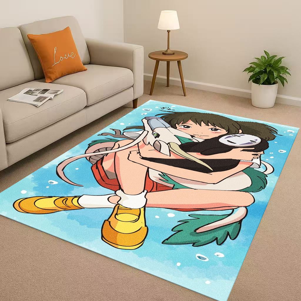 Classic Cartoon Spirited Away No Face Man Living Room Non-Slip Area Rug Soft Carpet for Bedroom Playroom Sofa,Home Decor Doormat