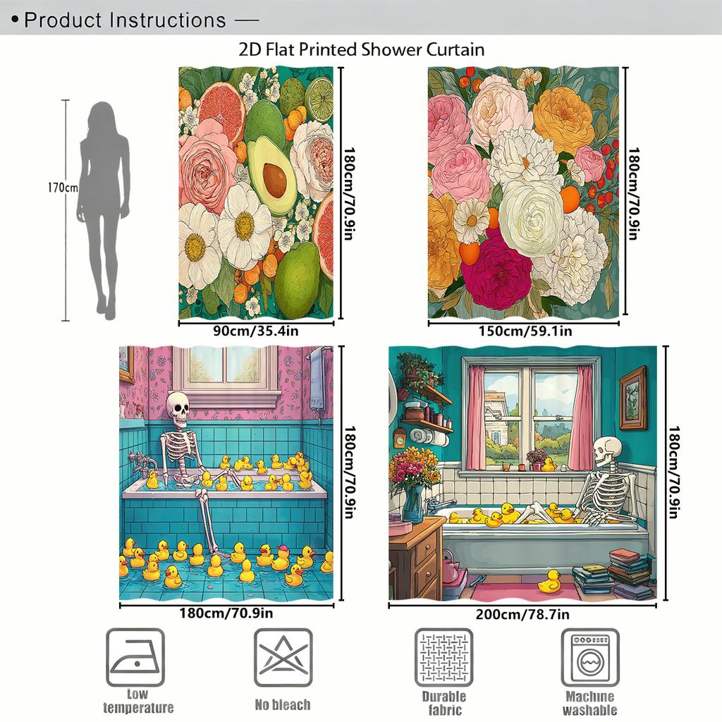 Vibrant & Fun Themed Polyester Shower Curtain - Stylish Bath Decor, Creative Bathroom Polyester For Home & Hotel