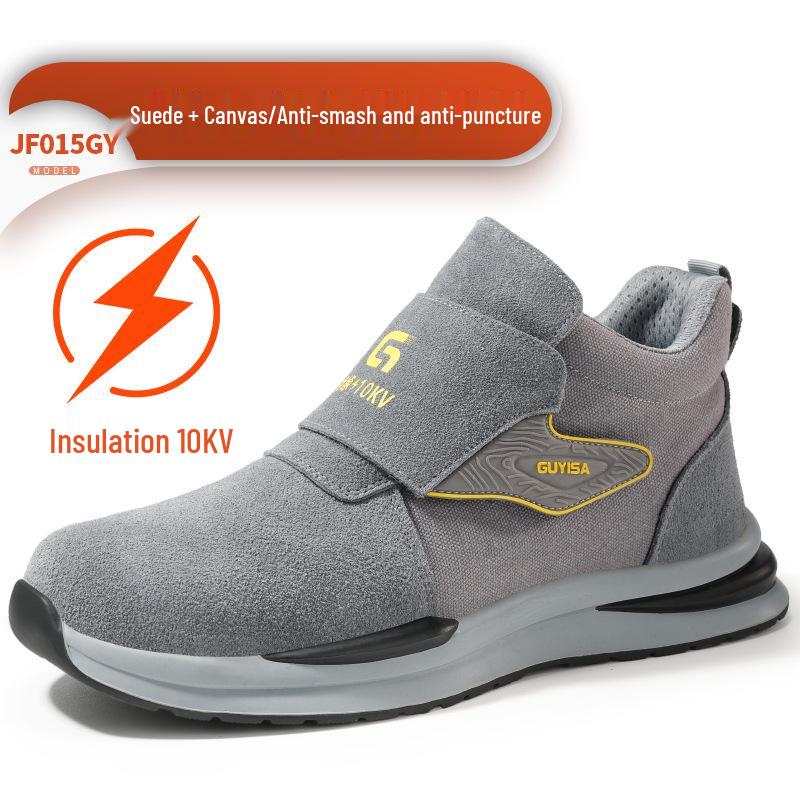 Men's Steel Toe Slip-On Suede Safety Shoes - Anti-Smash, Anti-Puncture, Ideal for Summer Welders