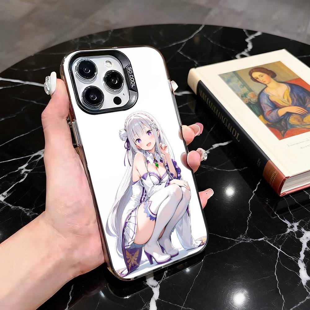 ReZero Starting Life E-Emilia-es Phone Case For iPhone 17,16,15,14,13,12,11 Plus,Pro Max,XS,Colorful Silver Black Cover