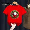 Christmas Kid T Shirt Fashion Merry Christmas Letter-printed Children's T-shirt Short-sleeved Tops for Children Clothes Tee