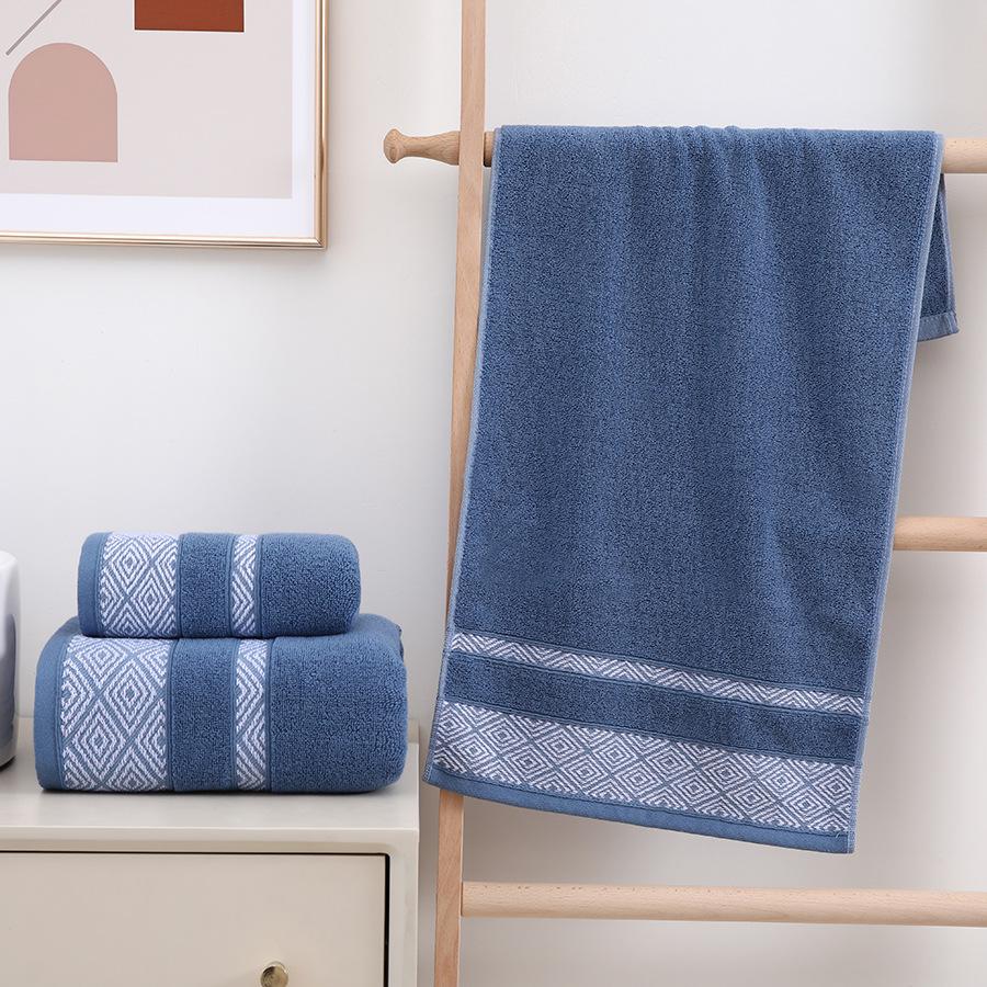 Geometric Satin Embroidery Cotton Face Towel - Thick, Soft, Fine Absorbent.