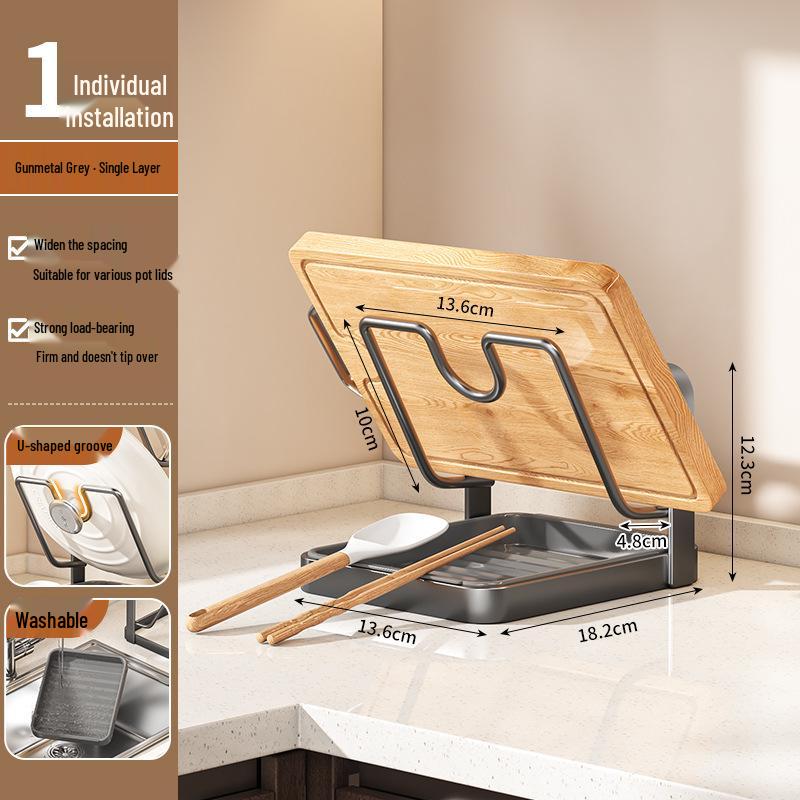 Multifunctional Kitchen Lid & Cutting Board Holder - Countertop Storage Rack