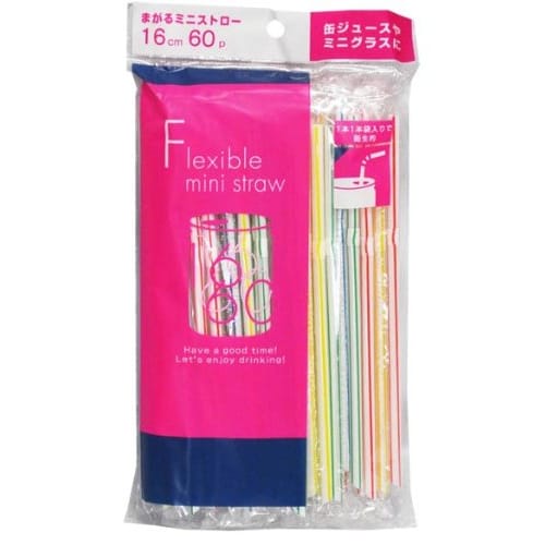 Shinwa Tropical Curved Mini Straws, 60 Pieces, TS-58