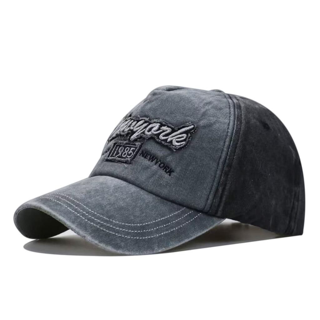 Washed Alphabet New York Embroidered Baseball Cap Vintage Personality Graffiti Shark Cap Men's Cap