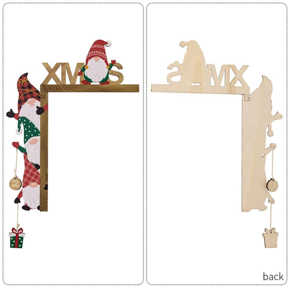 2pcs Wooden Christmas Door Corner Frame Modern Door Sign DIY Door Frame Pendant  Xmas