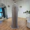 European and American High-end Atmospheric Silver Naked Elegant Long Shawl Dress Banquet Host Fishtail Skirt LA11181