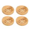 4Pcs Bamboo Soap Rack Drainable Easy to Clean Bathroom Kitchen Soap Holder Dia 8cm