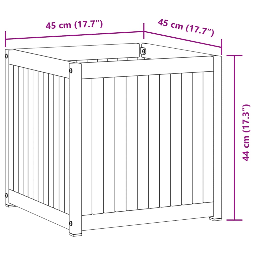 Plant Pot 45x45x44 cm Solid Acacia Wood and Steel