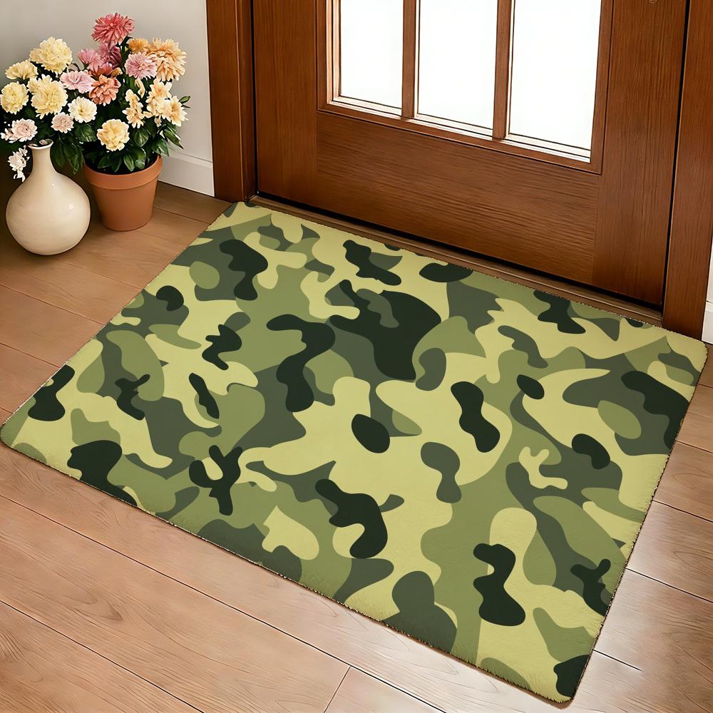 Camouflage Pattern Camo Floor Mat Cozy Flannel Soft Thick Non-Slip Mat For Living Room Bedroom Kitchen Decor Rugs