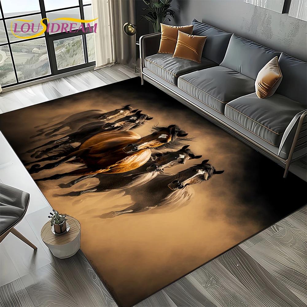 27 Style Horse Pentium Gallant Steed Animal Carpet Rug for Living Room Bedroom Home Sofa Decoration,Area Rug Non-slip Floor Mat