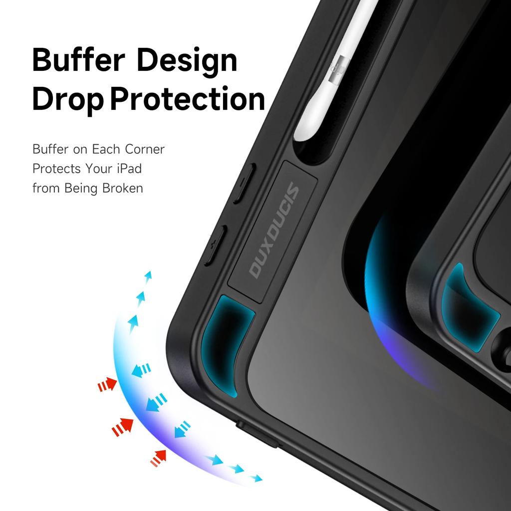 For Apple iPad 10.2 2026/iPad Pro 12.9 11/iPad Air 4 5 Case Detachable Tablet Multiple Stand Angles Clear Back Cover Mini 6