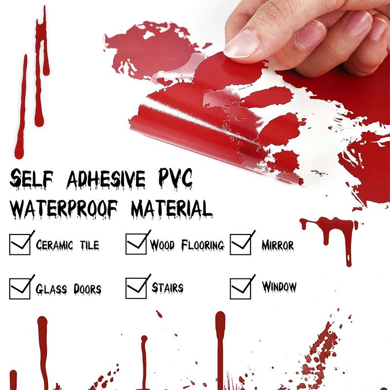 35x50cm Halloween Horror Bloody Handprint Footprint Window Sticker for Window Wall Floor Bathroom Indoor Halloween Party Decor