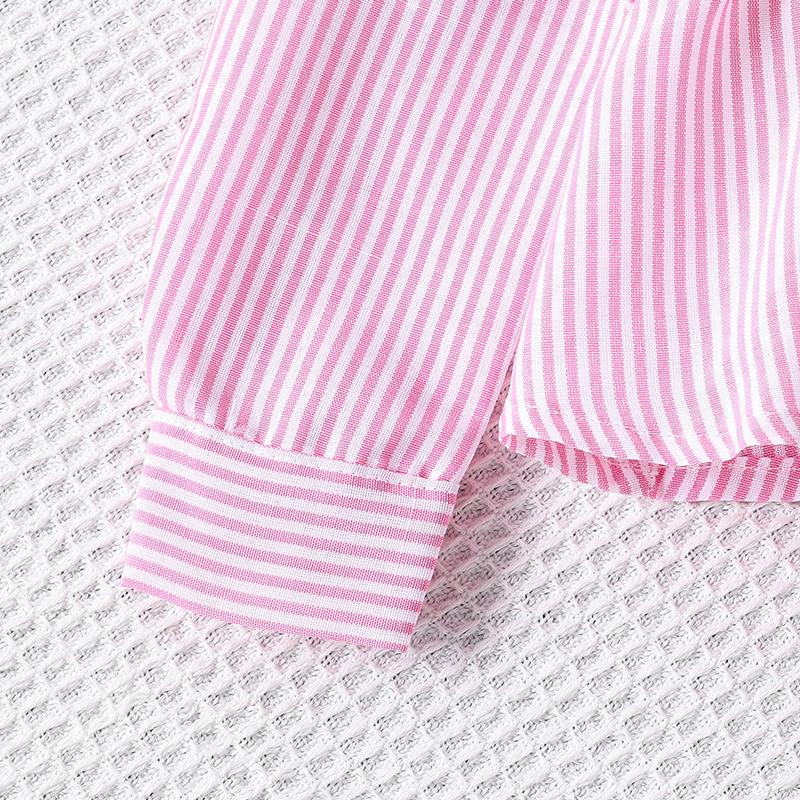 Girls' Toddler Outfit New Autumn Korean Style Doll Collar Long Sleeve Top Striped Pants