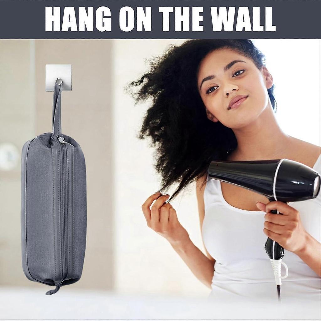 Hair Dryer Travel Case Dark Gray Protective PU Bag for Hair Styling Tools with Zipper Closure