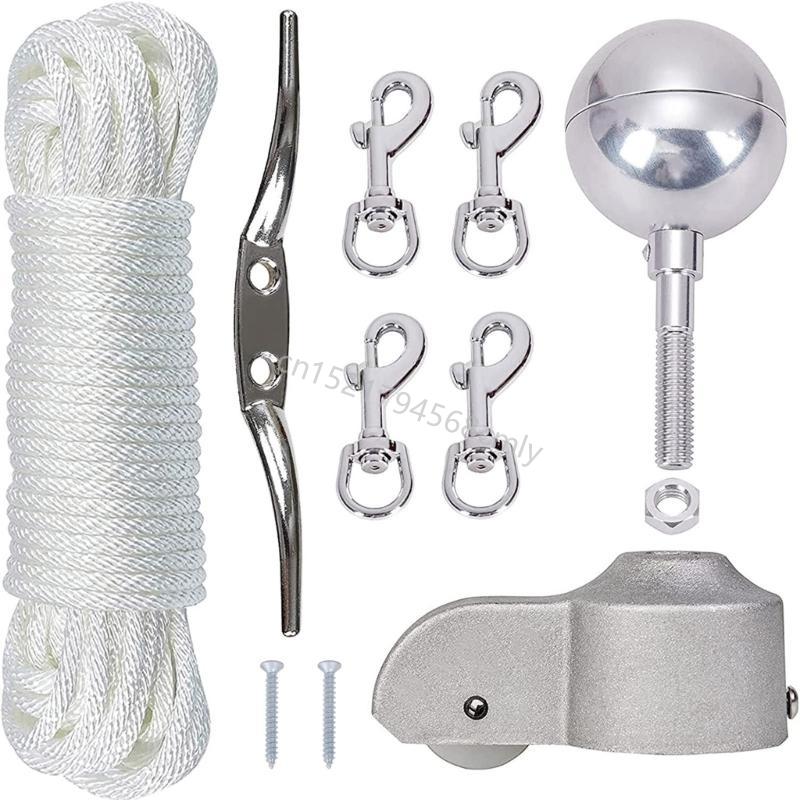 

3Inch Aluminum Alloy Flagpole Ball With Locking Nut & 2Inch Nylon Pulley Flagpole Truck For 1.6-2Inch Outdoor Flag Poles 6XDE білий