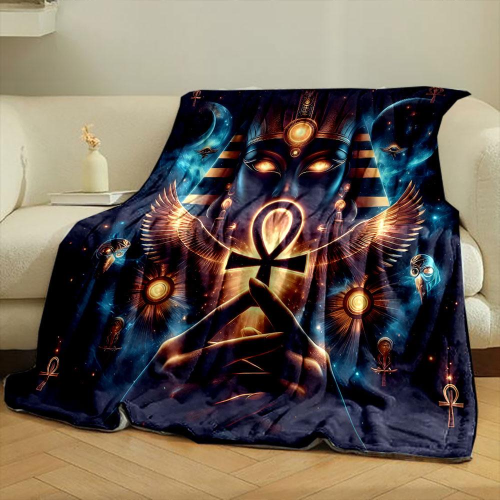 "Ancient Egyptian Ankh and Cosmic Glow" Print Blanket Soft and Cozy Perfect for the Living Room Bed Sofa or a Nap,gift