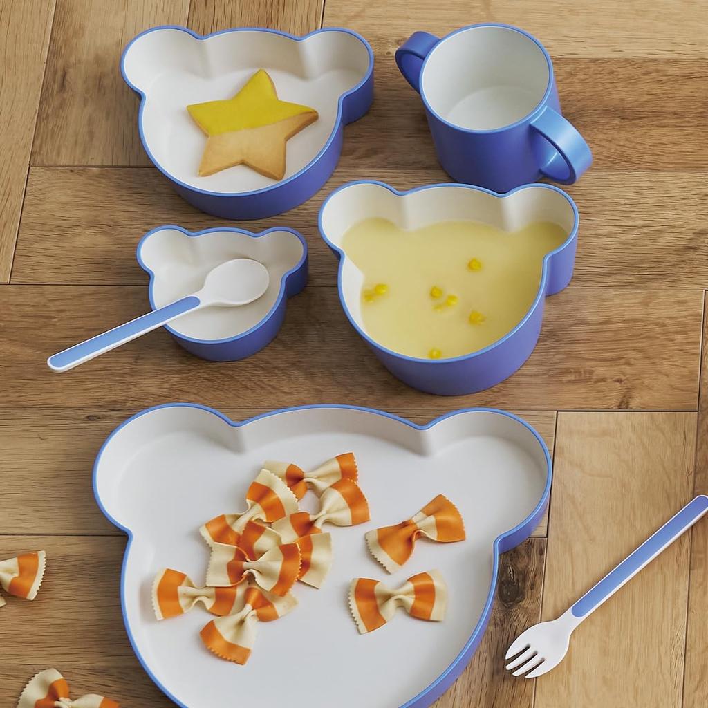 Tak KIDS DISH Gift Box Bear Lucky 7 Kids Dish Gift Box Bear Lucky Seven Violet Blue JTN-1030-VBL